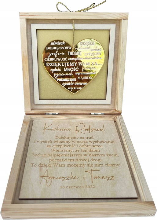 PODZIĘKOWANIE dla RODZICÓW ślub WESELE pudełko