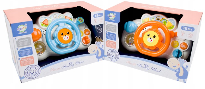 INTERAKTYWNA KIEROWNICA MALUCHA DO ZABAWY DLA DZIECI ŚWIECI GRA DO WÓZKA