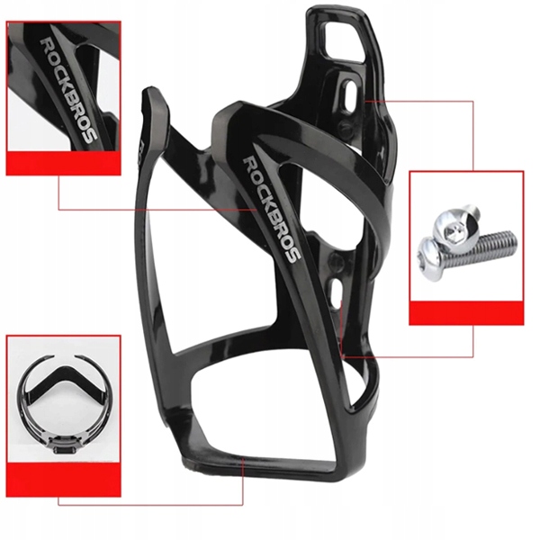 KOSZYK BIDONU ROWEROWY UCHWYT NA BIDON ROWER LEKKI CZARNY + ŚRUBY i IMBUS