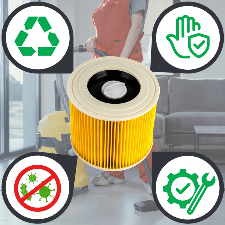 3x FILTR PUREY DO ODKURZACZA KARCHER WD2 WD3 KWD3 MV2 MV3 SE4 SE4001