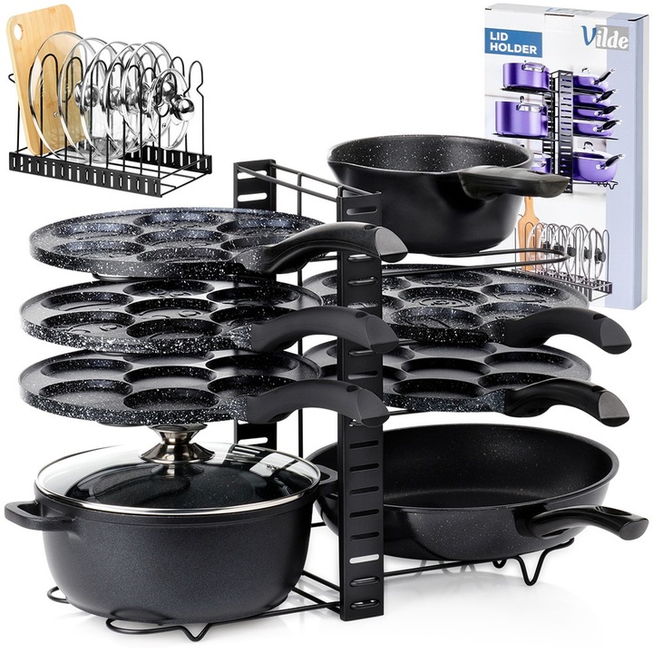 Stojak KUCHENNY organizer półka regał na garnki patelnie pokrywki