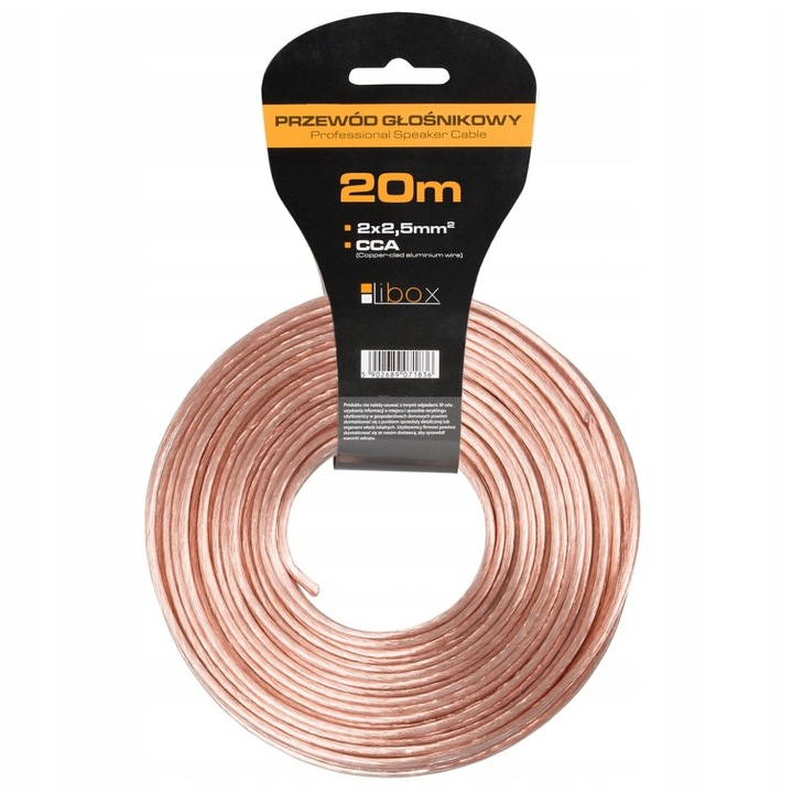 KABEL PRZEWÓD GŁOŚNIKOWY GRUBY DWUŻYŁOWY CAR-AUDIO 2 x 2,5 mm 20 m