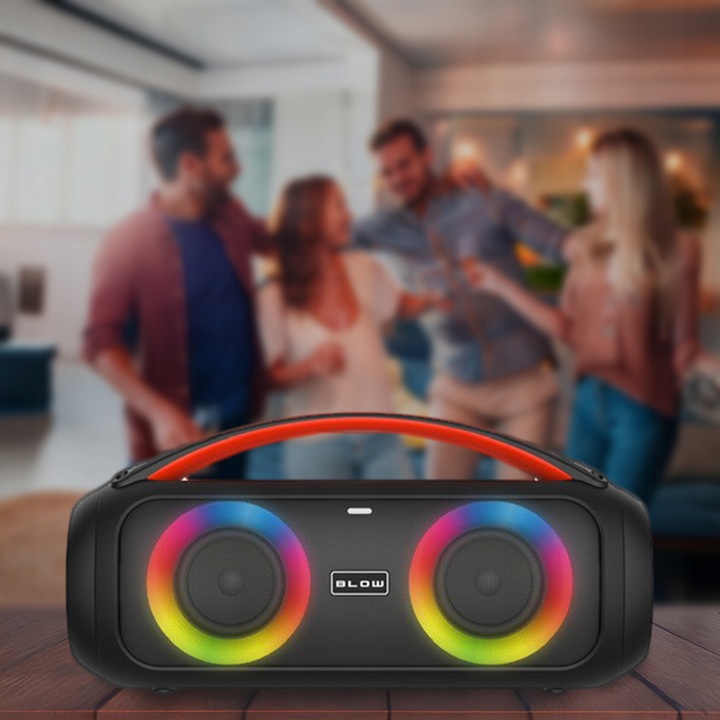 MOCNY GŁOŚNIK BLUETOOTH PRZENOŚNY BOOMBOX MIKROFON PILOT USB SD FM