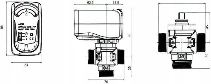 ZAWÓR STREFOWY PRZEŁĄCZAJĄCY 3-DROGOWY 1" CAL DN25 KVS 8m³/h Z
