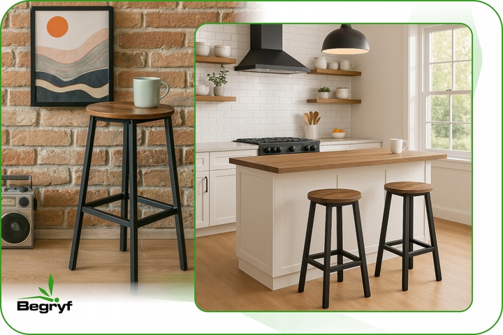 HOKER barowy KRZESŁO do baru TABORET rustykalny stołek do kuchni BRĄZ