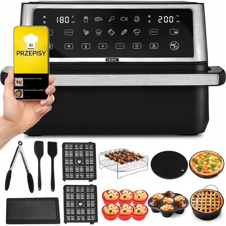 Frytkownica beztłuszczowa 11L Air Fryer Yoer 2800W 12 programów 23