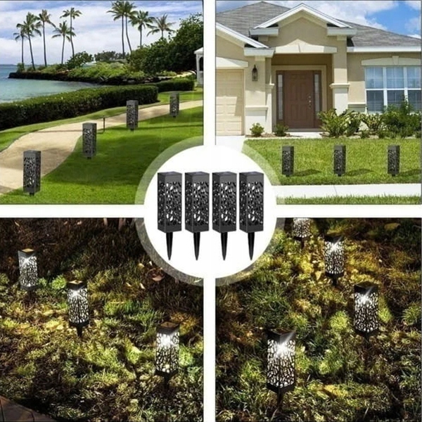 Lampy Solarne Ogrodowe LED Wbijana Do Ogrodu Zewnętrzna Barwa Ciepła Wzorek