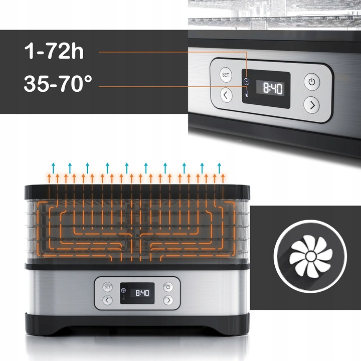 Suszarka do grzybów owoców warzyw DUŻA MOCNA 500W TERMOOBIEG REGULACJA