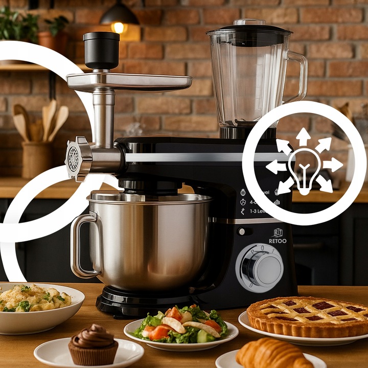 ROBOT KUCHENNY PLANETARNY Z MISĄ BLENDER MASZYNKA DO MIĘSA MIKSER 5w1