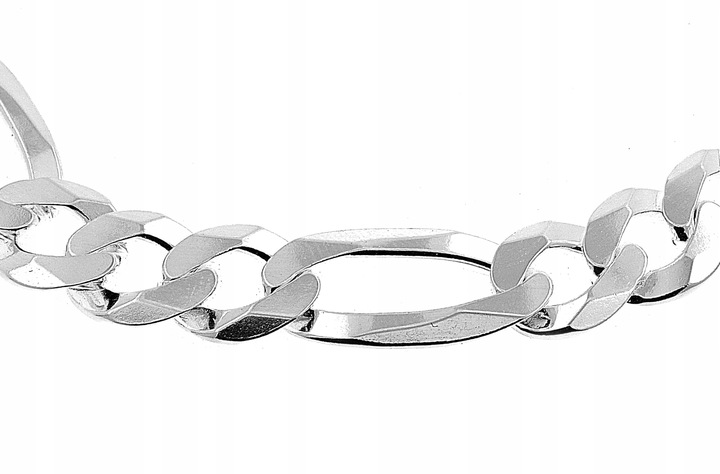 ŁAŃCUSZEK MĘSKI SREBRNY 925 SZEROKI MODNY PEŁNY FIGARO 8 MM + GRAWER GRATIS