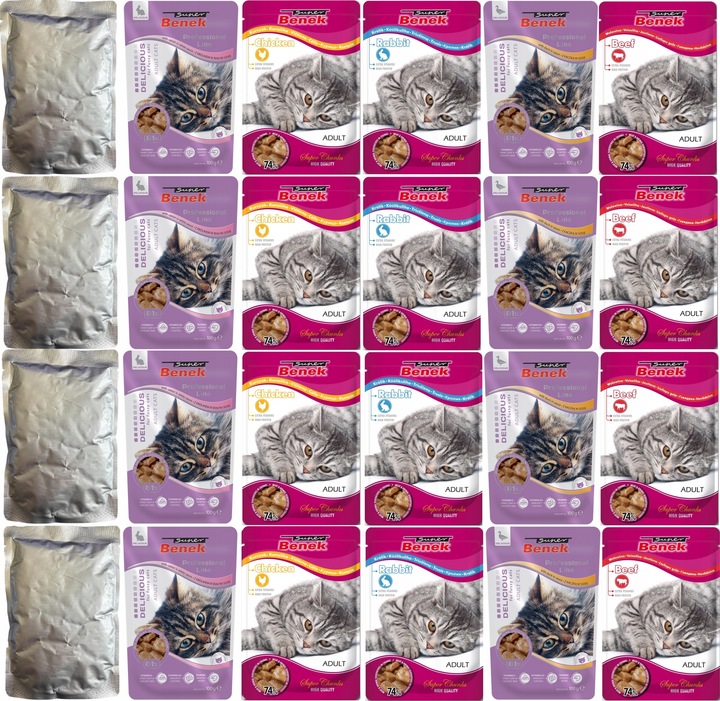 Mokra karma dla kota Super Benek Saszetki dla Kota Mix Smaków 24x100g