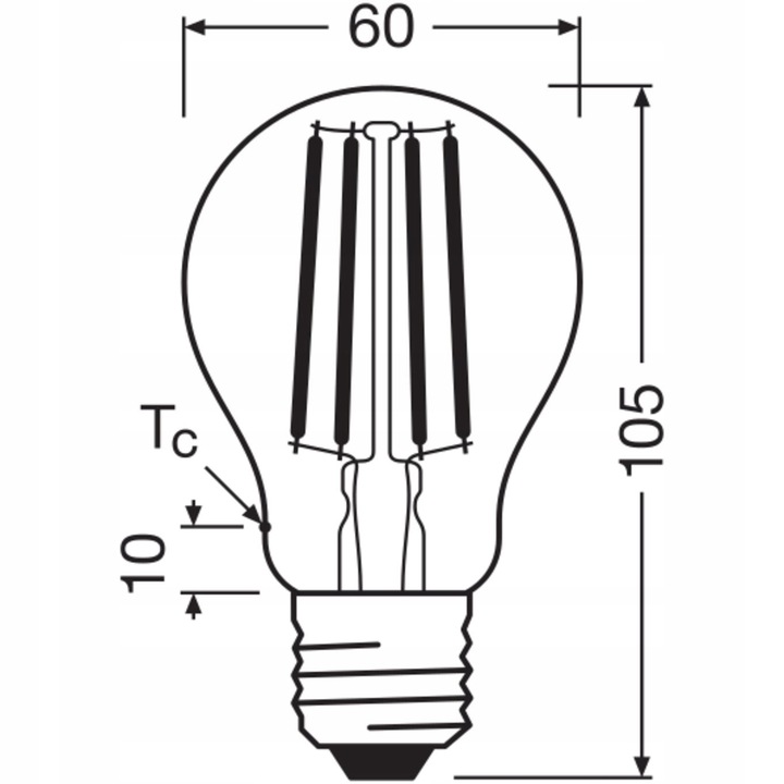 Żarówka LED A60 E27 7,2W = 100W 1521lm 2700K FILAMENT 212lm/W Klasa A