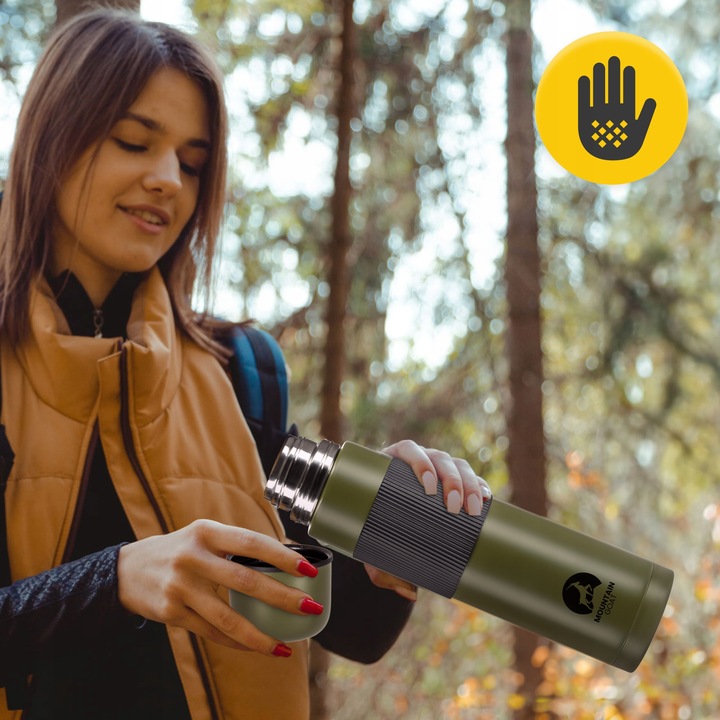 TERMOS TURYSTYCZNY NA HERBATĘ KAWĘ PRÓŻNIOWY SZCZELNY STAL NIERDZEWNA 1L