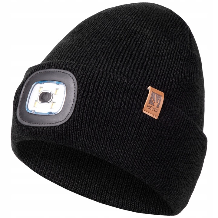 CZAPKA MĘSKA ZIMOWA ROBOCZA Z LATARKĄ LED WYWIJANA DWUWARSTWOWA