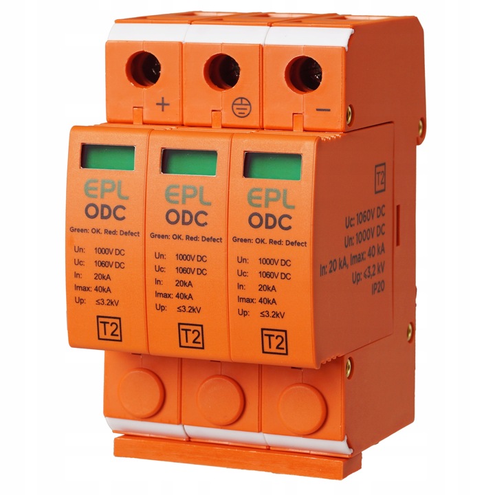 OGRANICZNIK OCHRONNIK PRZEPIĘĆ PRZEPIĘCIOWY FOTOWOLTAIKA 1000V DC 3P
