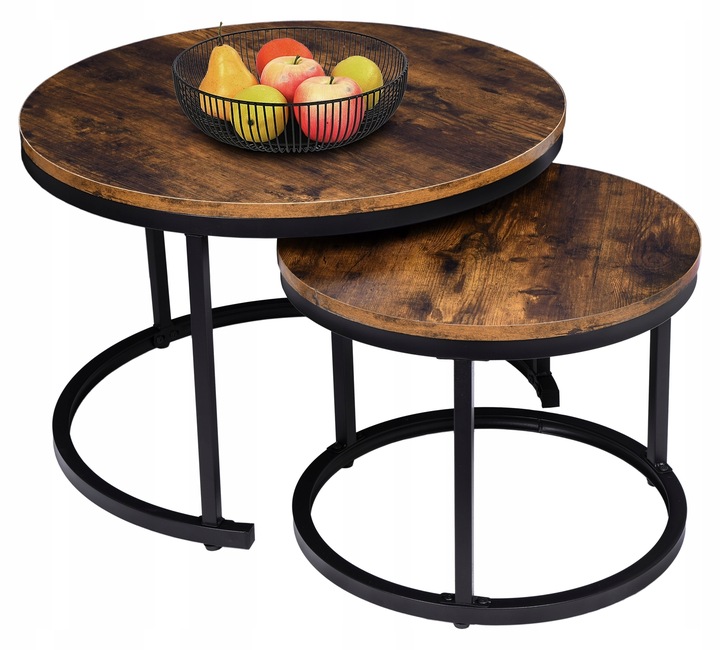 STOLIK KAWOWY RUSTYKALNY OKRĄGŁY ZESTAW STOLIKÓW KAWOWYCH ŁAWA LOFT
