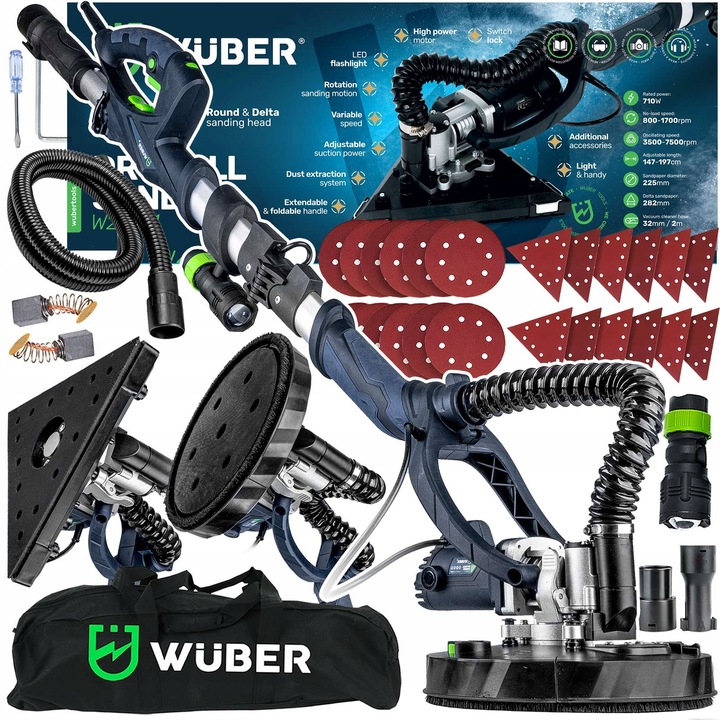 SZLIFIERKA ŻYRAFA DO GIPSU GŁADZI TYNKU LED DWIE GŁOWICE PAPIER X24