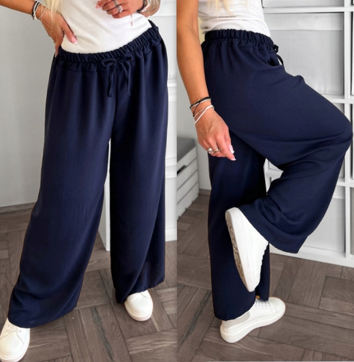 SZEROKIE luźne SPODNIE damskie KULOTY proste KOLORY