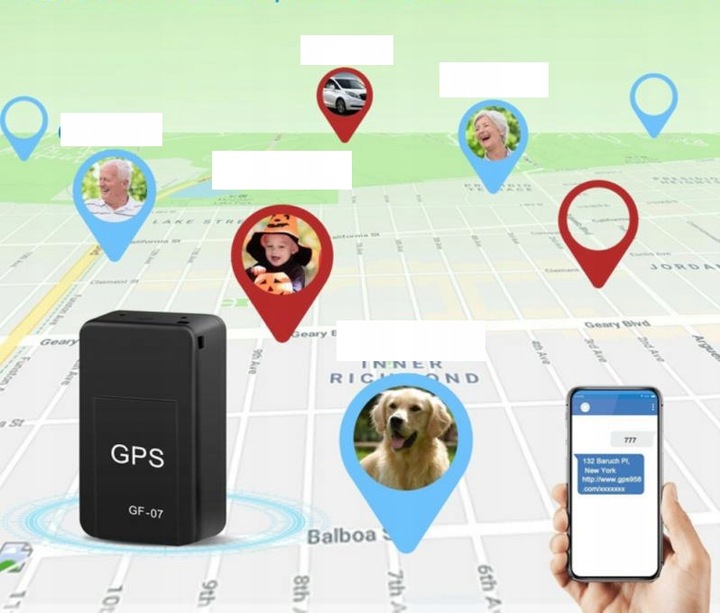 MINI LOKALIZATOR GPS GF-07 MAGNES PODSŁUCH 400mAh SERWER APP BEZ