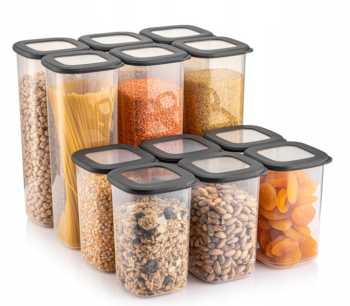 CRALEX Tosca Pojemniki na żywność kwadratowe 12szt (6x2,0Lt+6x1,2Lt)