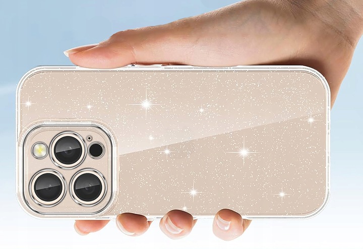 Etui do iPhone 16 Pro Max SILIKONOWE BROKAT clear CASE + SZKŁO OCHRONNE 9H