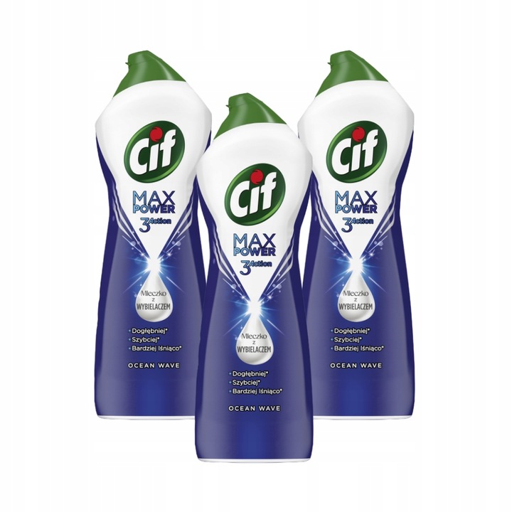 ZESTAW 3X CIF MAX POWER OCEAN WAVE MLECZKO Z WYBIELACZEM 1001G