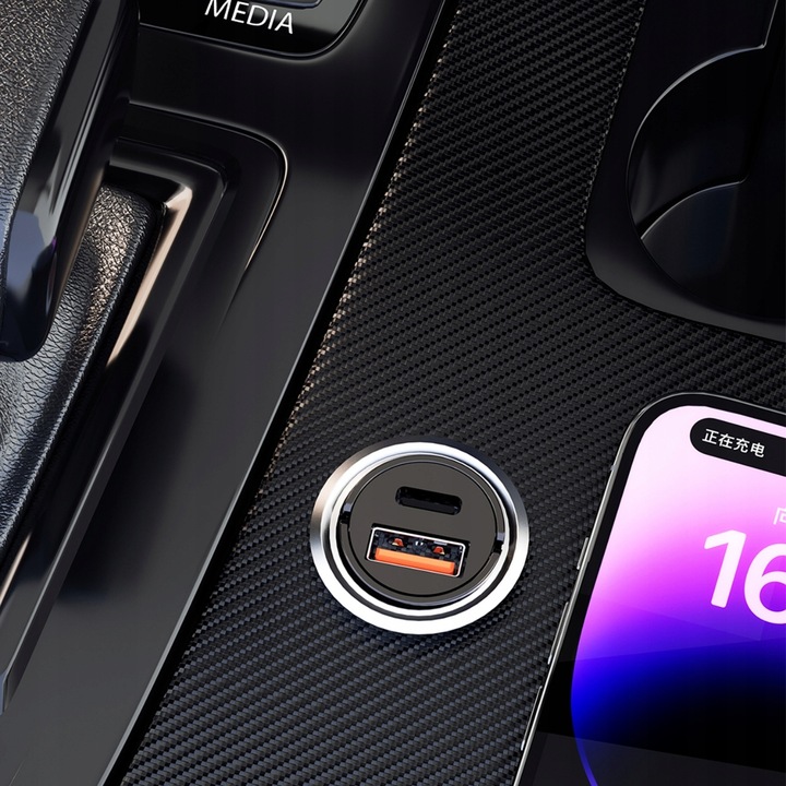 ŁADOWARKA SAMOCHODOWA USB C SZYBKA PD 48W MAŁA SAMOCHODOWA ZAPALNICZKA USB