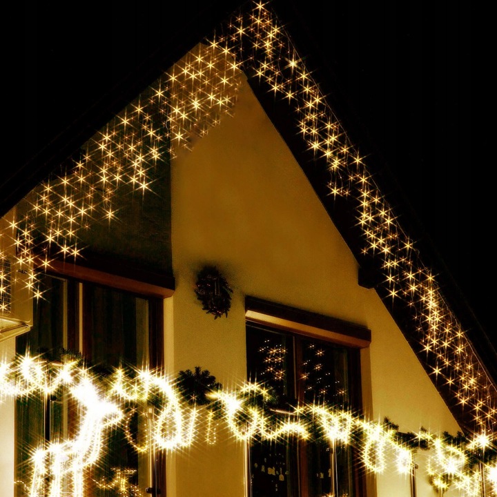 LAMPKI SOPLE CHOINKOWE 300LED KURTYNA ŚWIETLNA FLASH LED ZEWNĘTRZNY TIMER