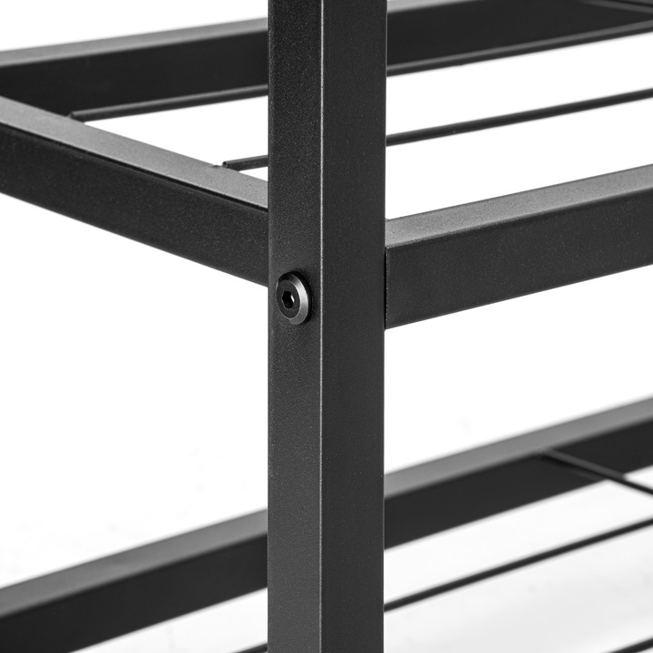 SZAFKA NA BUTY STOJAK METALOWY CZARNY 4 PÓŁKI ORGANIZER REGAŁ LOFTOWY