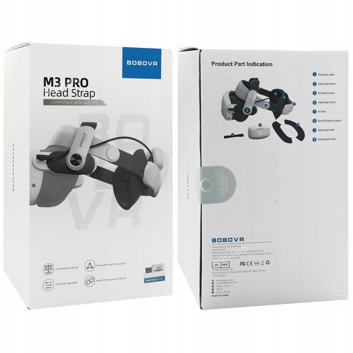 Pasek Odciążający BOBOVR M3 Pro Oculus Meta Quest 3/3s z Baterią Zasilaniem
