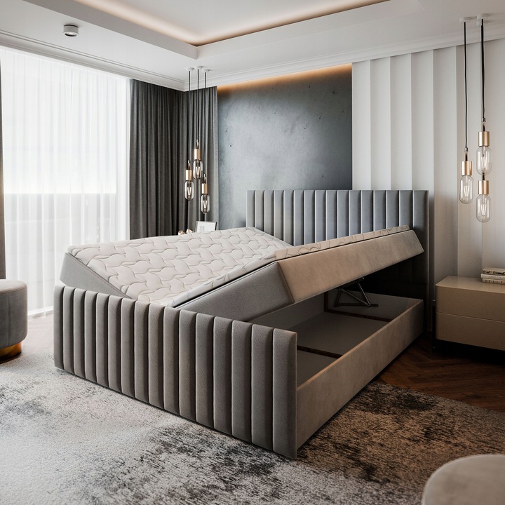 Łóżko Kontynentalne ARION 180x200 Pojemnik MATERAC Bonell DUŻE WYGODNE