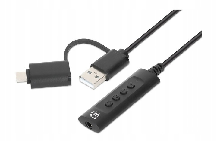 Manhattan Adapter Karta Dźwiękowa USB-C/A Audio Stereo 3.5 mm TRRS 1 m