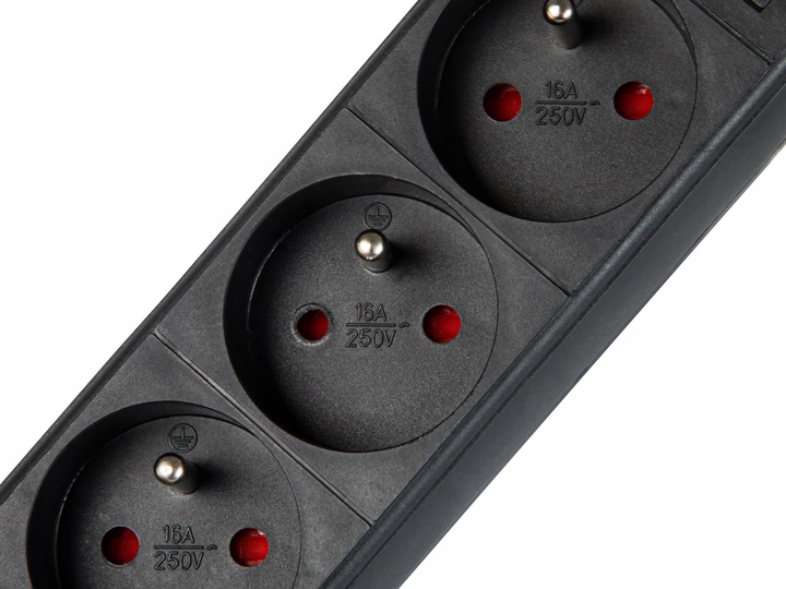 PRZEDŁUŻACZ LISTWA ZASILAJĄCA WŁĄCZNIK MOCNY GRUBY 10m 5 GNIAZD CZARNA