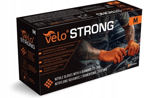 RĘKAWICE RĘKAWICZKI NITRYLOWE B. MOCNE ROBOCZE VELO STRONG GRIP - M 50
