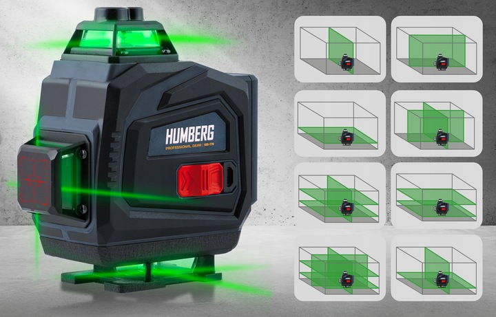 POZIOMICA LASEROWA LASER KRZYŻOWY 4D SAMOPOZIOMUJĄCY 40m 2 Akumulatory