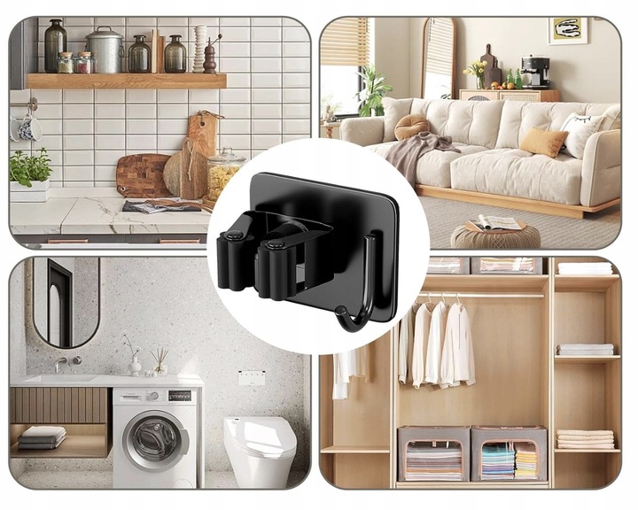 WIESZAK ścienny na Ręcznik Mop Miotła 4 SZTUKI Uchwyt do Łazienki i