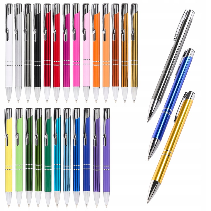 DŁUGOPISY REKLAMOWE Z GRAWEREM LOGO TWÓJ NAPIS CZARNY WKŁAD GRAWER 100 szt.