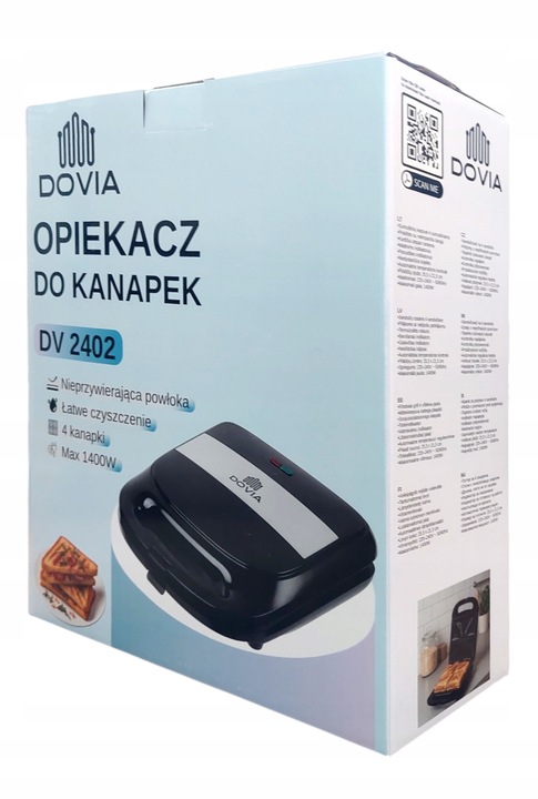 Czarny Toster Opiekacz Do Kanapek XXL 4 Kanapki 1400W Tosty Sandwich