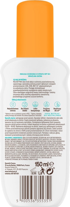 EMULSJA DO OPALANIA W SPRAYU KOLASTYNA SPF 50 DO SKÓRY WRAŻLIWEJ 150ML