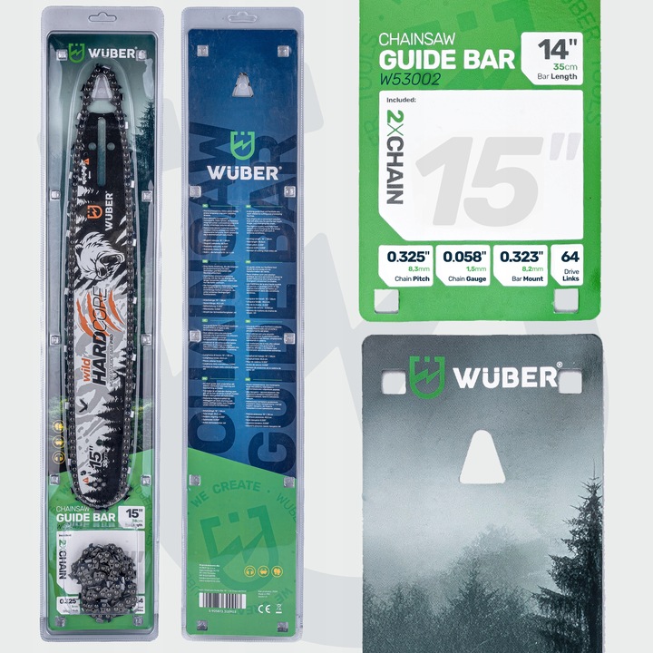 PROWADNICA DO PIŁY SPALINOWEJ PILARKI 15" 38CM + 2X ŁAŃCUCH 0.325"