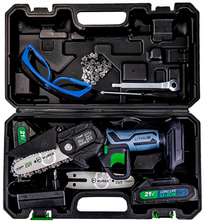 PIŁA ŁAŃCUCHOWA AKUMULATOROWA MINI PILARKA GAŁĘZIÓWKA 2xAKU 2xPROWADNICA