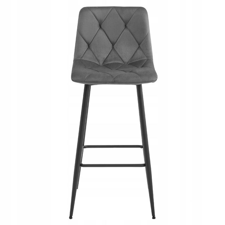 Hoker Barowy Tapicerowany z Oparciem Welurowy Szary do Salonu Wyspy