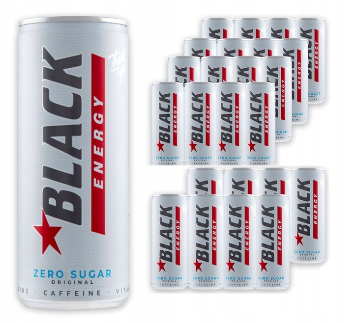 BLACK ENERGY 24X250ML ZERO BEZ CUKRU NAPÓJ ENERGETYZUJĄCY