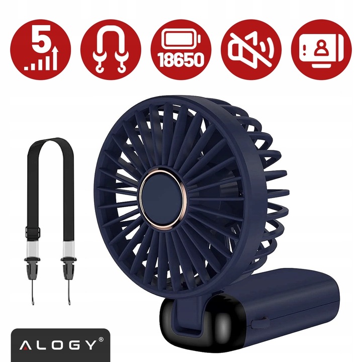 Wiatraczek Wentylator wiatrak stojący ręczny biurkowy cichy mocny USB-C