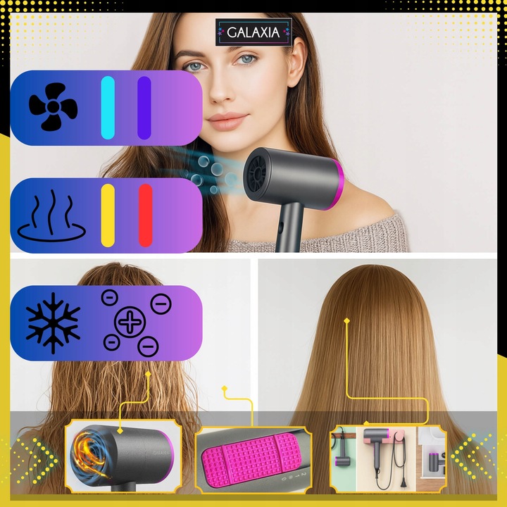 SUSZARKA DO WŁOSÓW Z JONIZACJĄ DYFUZOREM Jonizacja PROFESJONALNA MOCNA