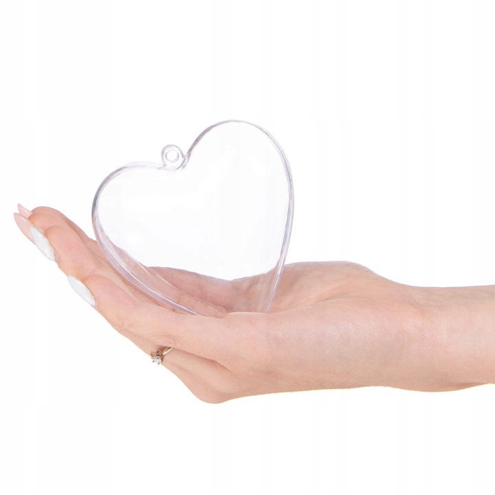 SERCA BOMBKI AKRYLOWE PLASTIKOWE BOMBKA SERCE PRZEŹROCZYSTA DECO 8cm 10szt