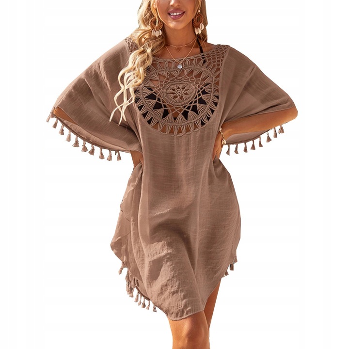 PAREO PLAŻOWA SUKIENKA TUNIKA BOHO NARZUTKA HAFT