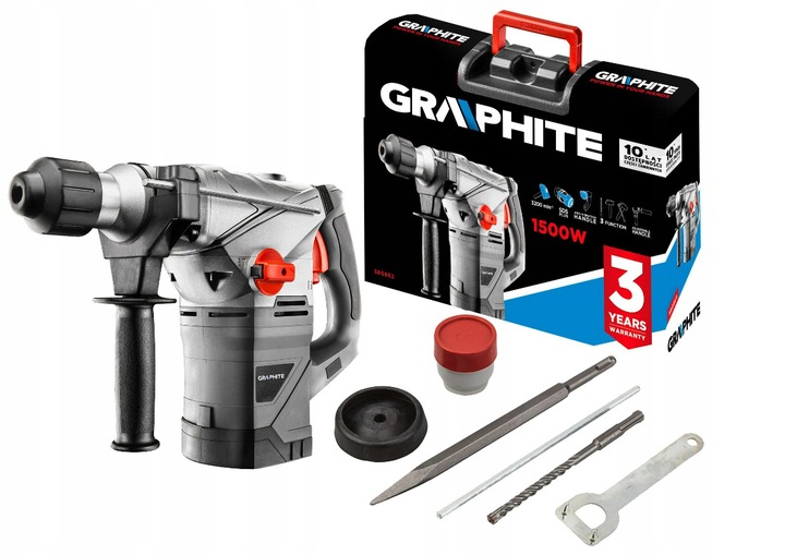 MŁOT UDAROWY SDS+ 1500W WALIZKA AKCESORIA GRAPHITE