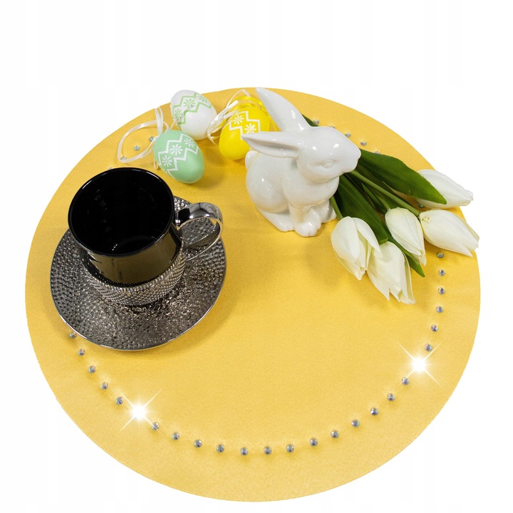 Podkładka dekoracyjna GLAMOUR koło 40 cm czarna srebro