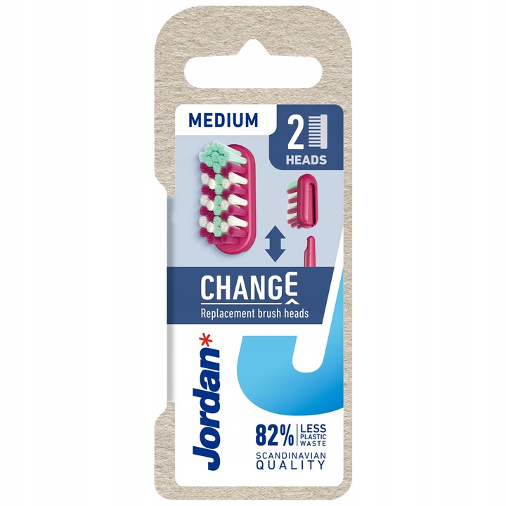 4x JORDAN CHANGE Wymienne KOŃCÓWKI główki do szczoteczek ŚREDNIA 2 szt.